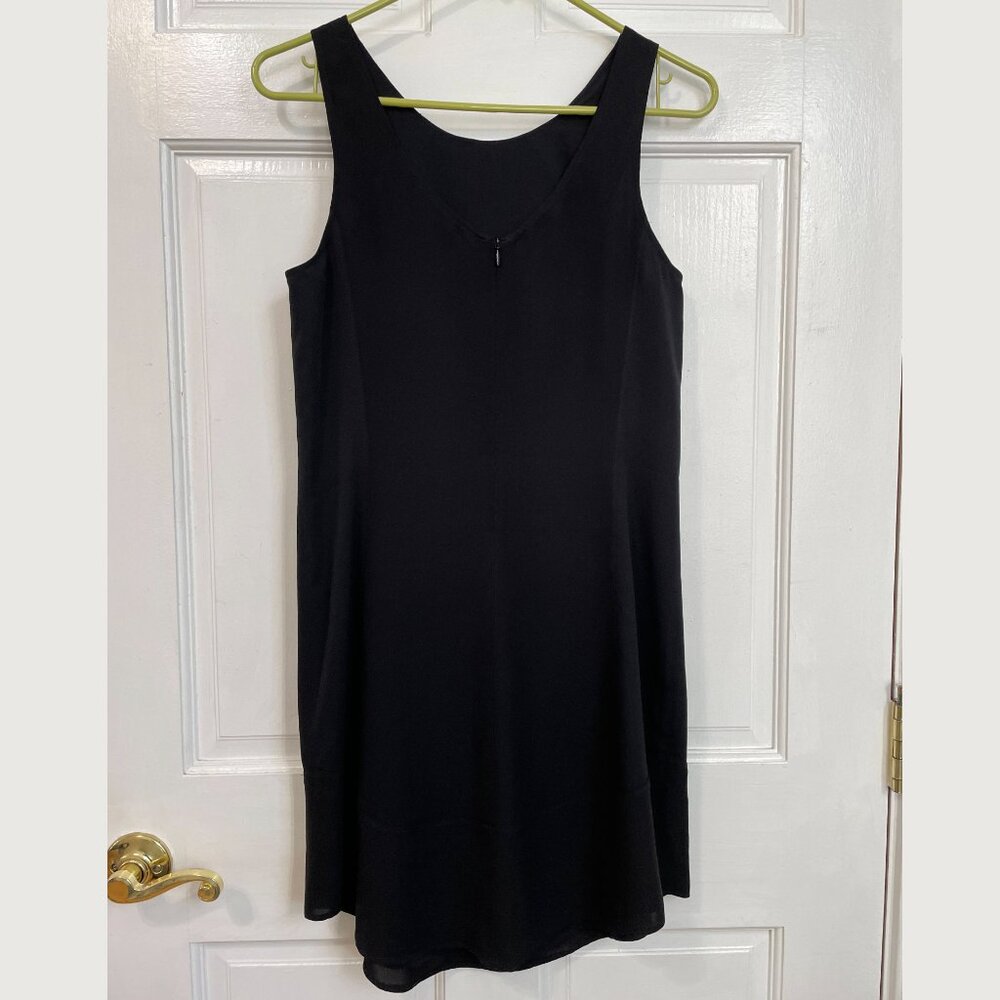 Theory 100% Silk Dress Black Mini Short Crew Neck Sleeveless Office LBD S M 4 - Picture 2 of 7